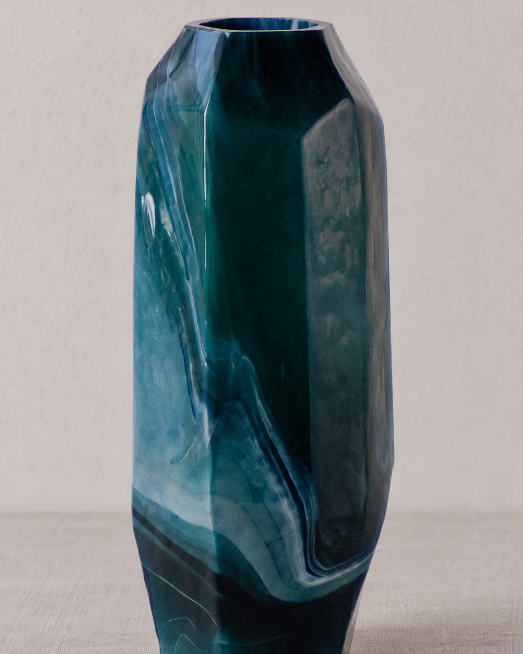 Gliani Glasvase H 42 cm D 17 cm petrolblau
