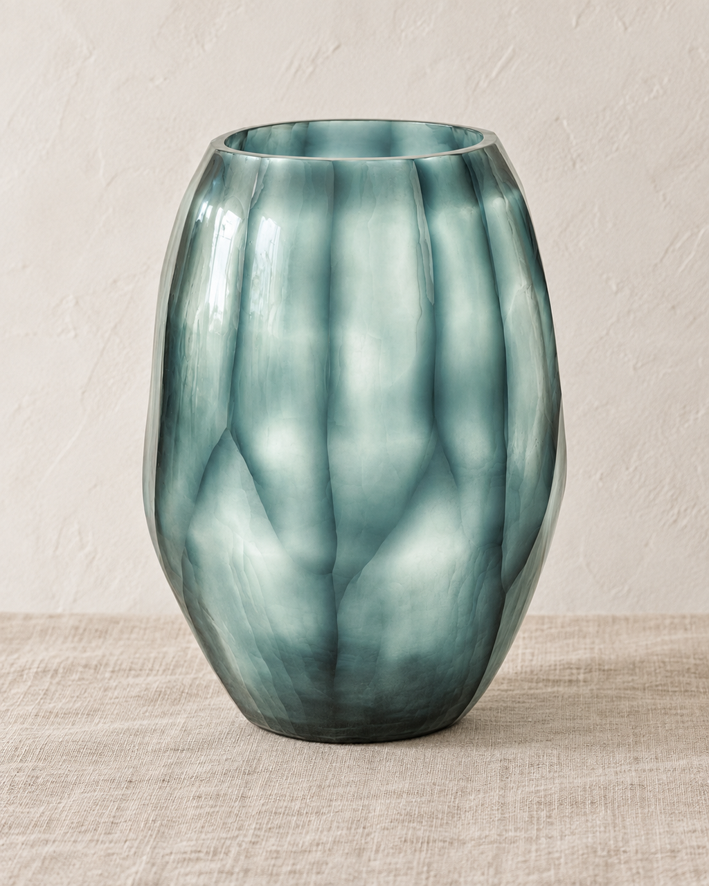 Boccioni Vase, Glas, rauchblau, H 27cm, D 21/16,5