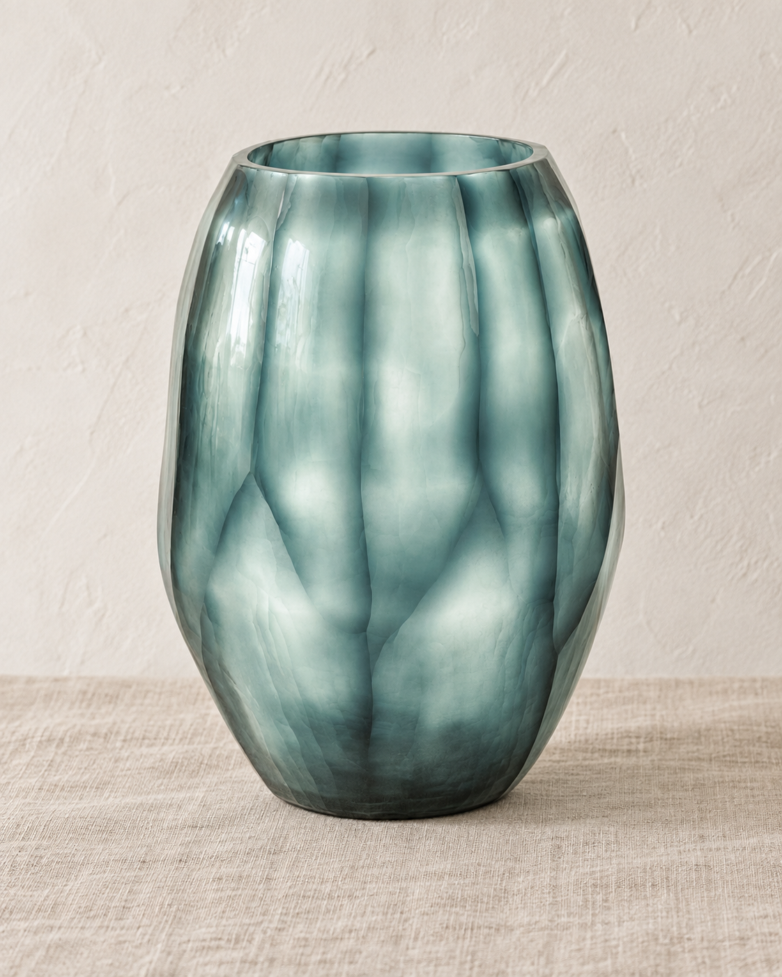 Boccioni Vase, Glas, rauchblau, H 27cm, D 21/16,5