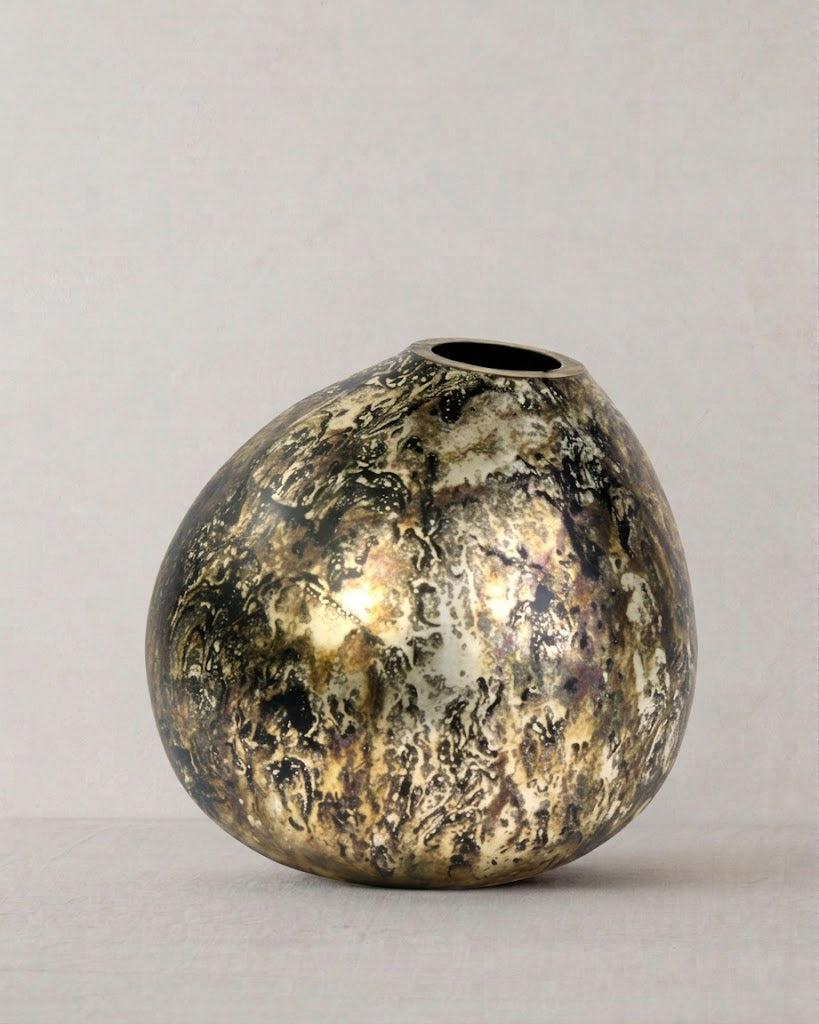 Kala Vase groß Glas vintage silber