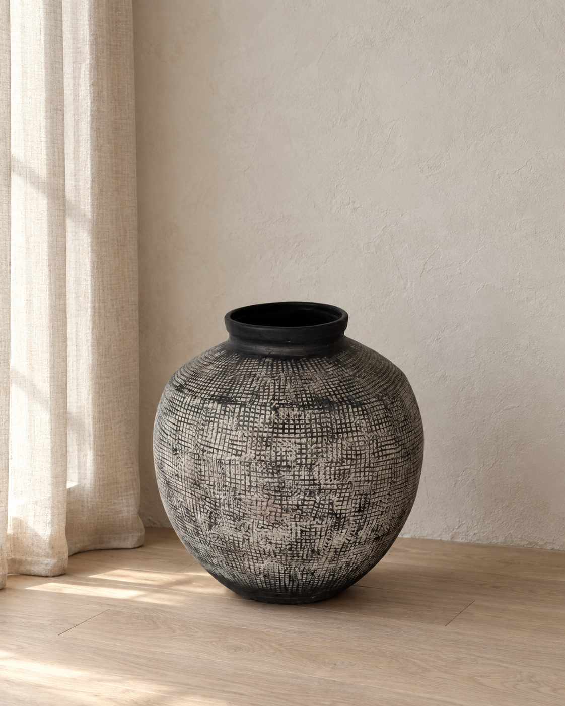 Shaoguan Bodenvase mittel Keramik grau-schwarz