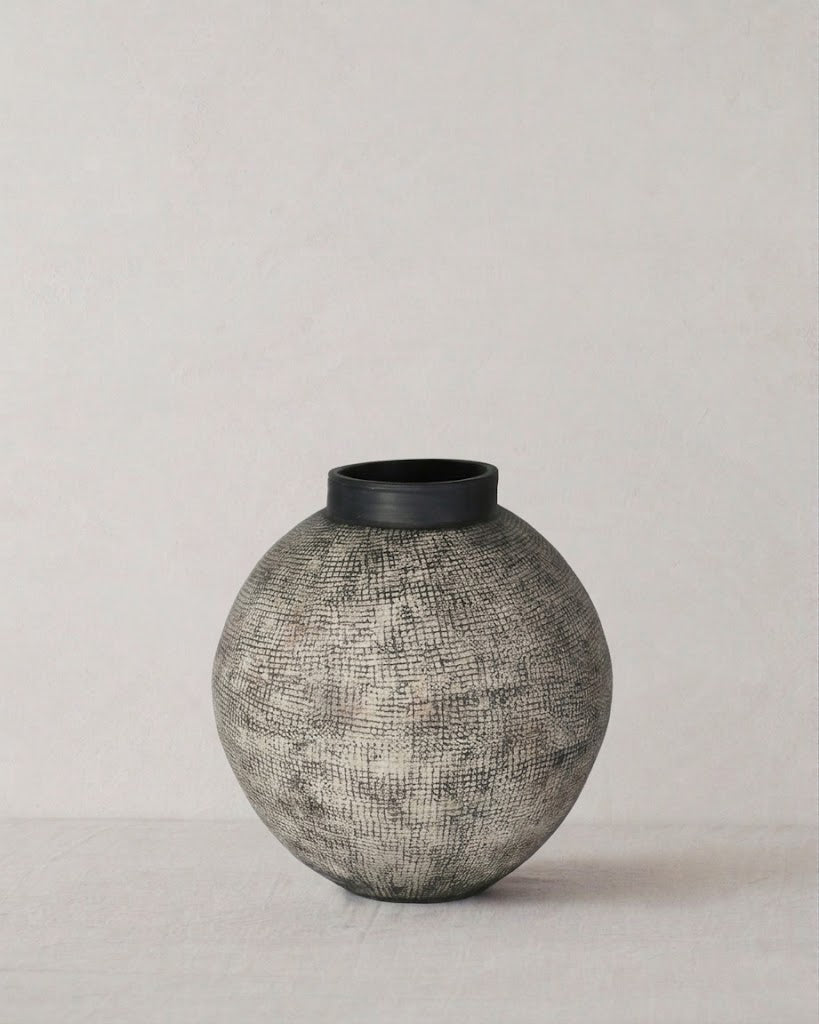 Shaoguan Bodenvase groß Keramik grau-schwarz