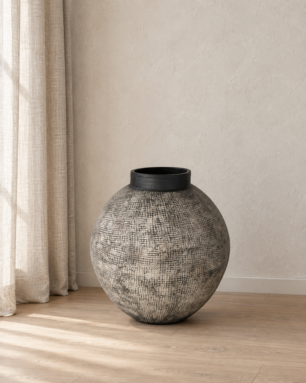 Shaoguan Bodenvase groß Keramik grau-schwarz