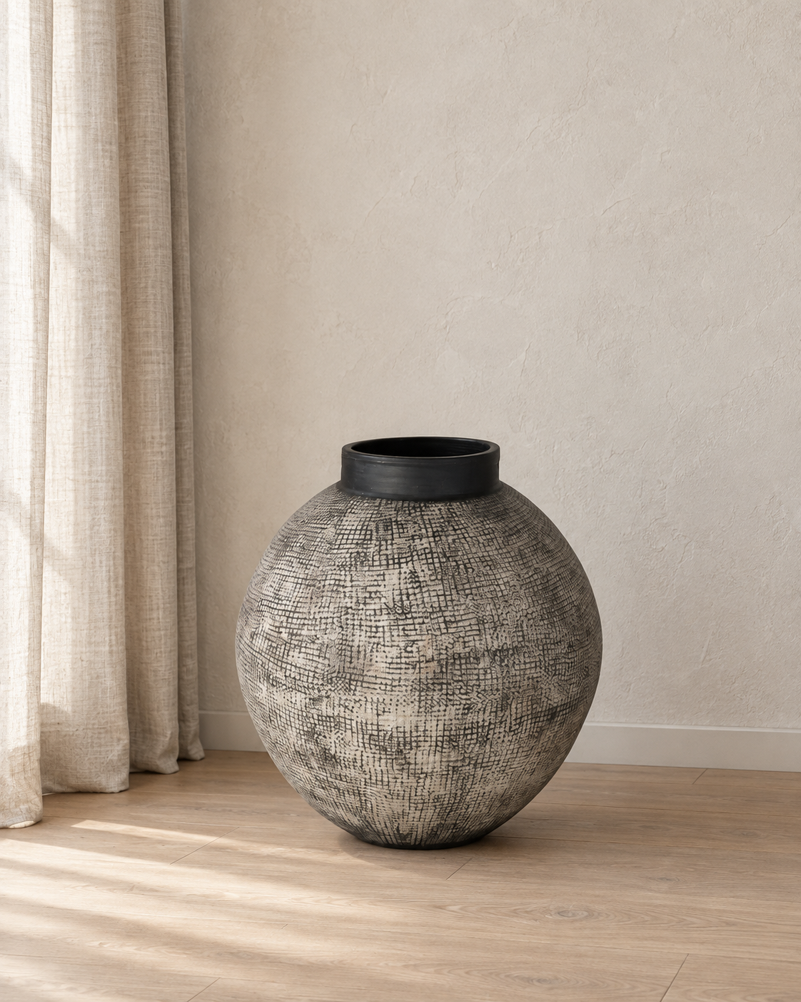 Shaoguan Bodenvase groß Keramik grau-schwarz