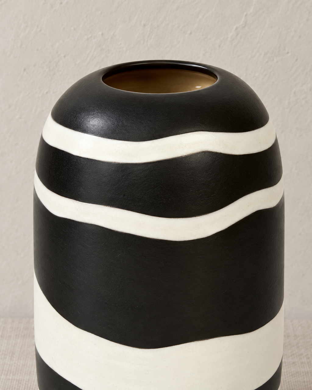 Azuki Gefäß Keramik H 30 cm schwarz weiß