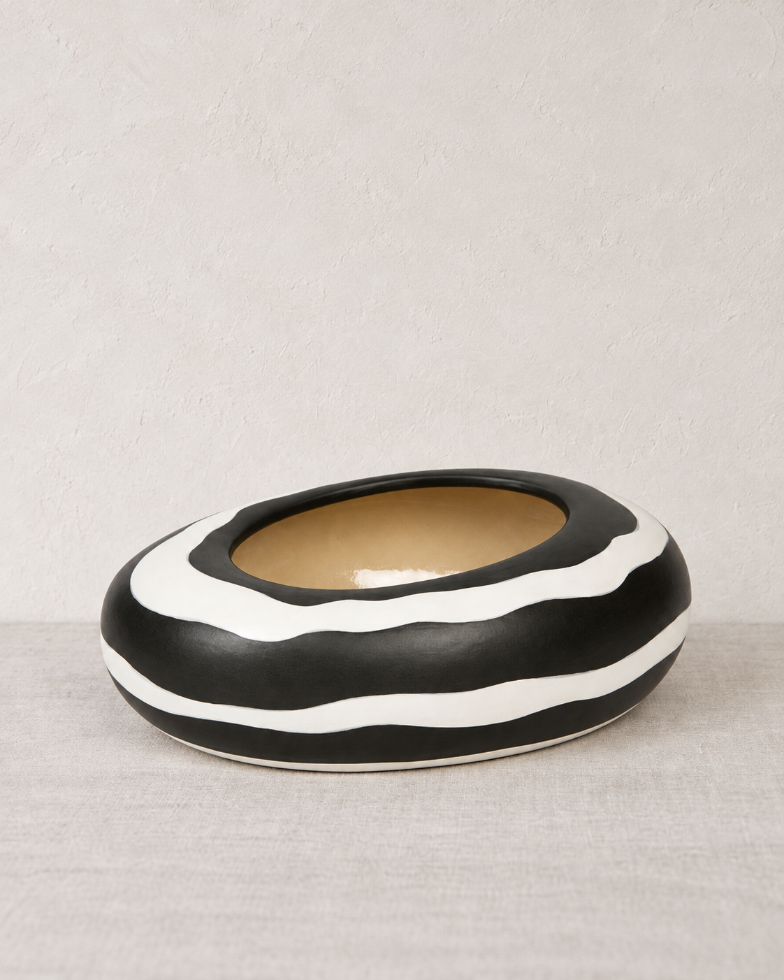 Azuki Gefäß Keramik H 14 cm schwarz weiß