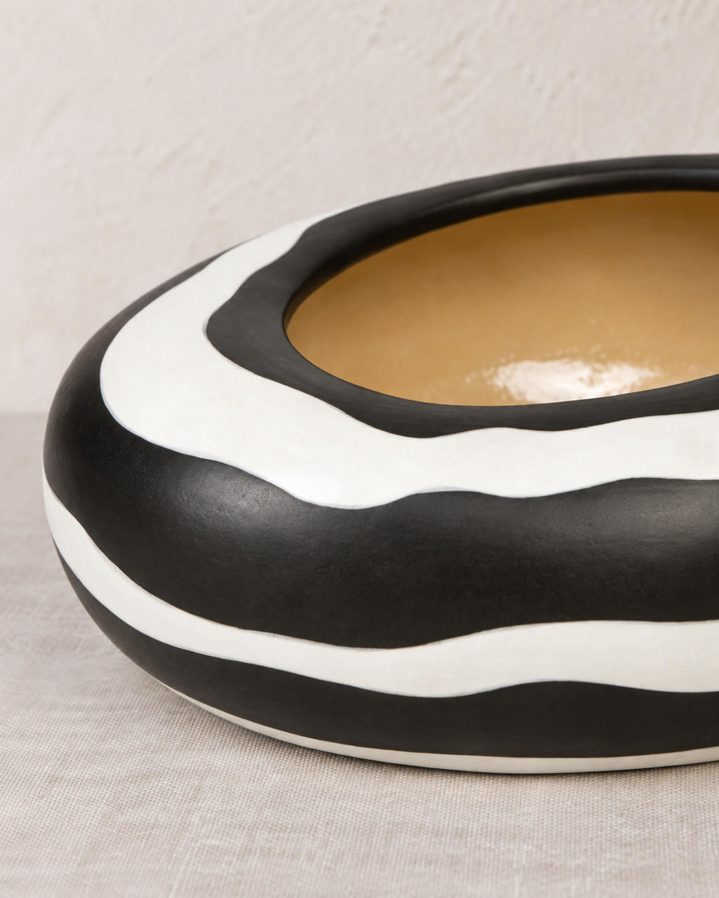 Azuki Gefäß Keramik H 14 cm schwarz weiß