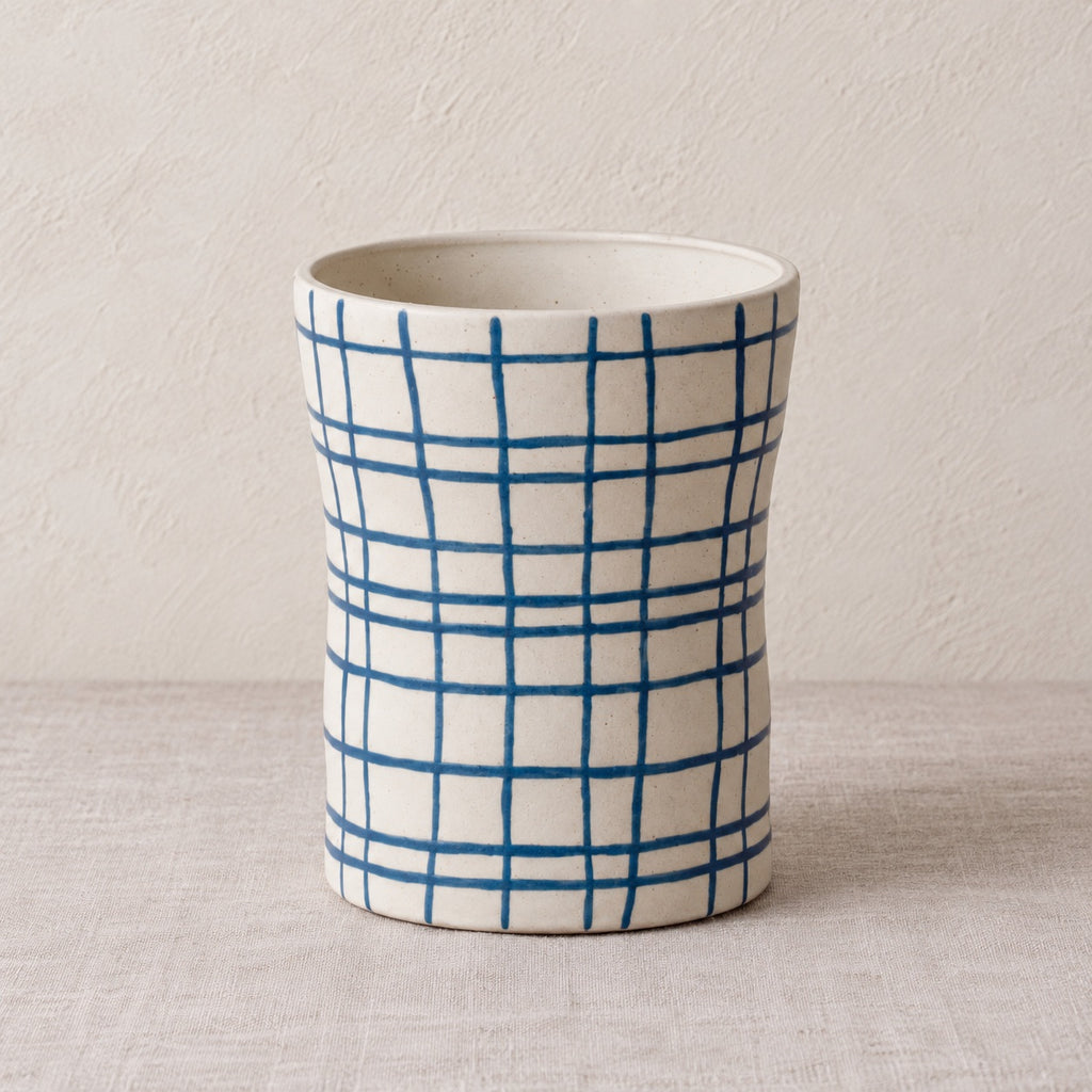 Mona Gefäß Keramik beige/blau