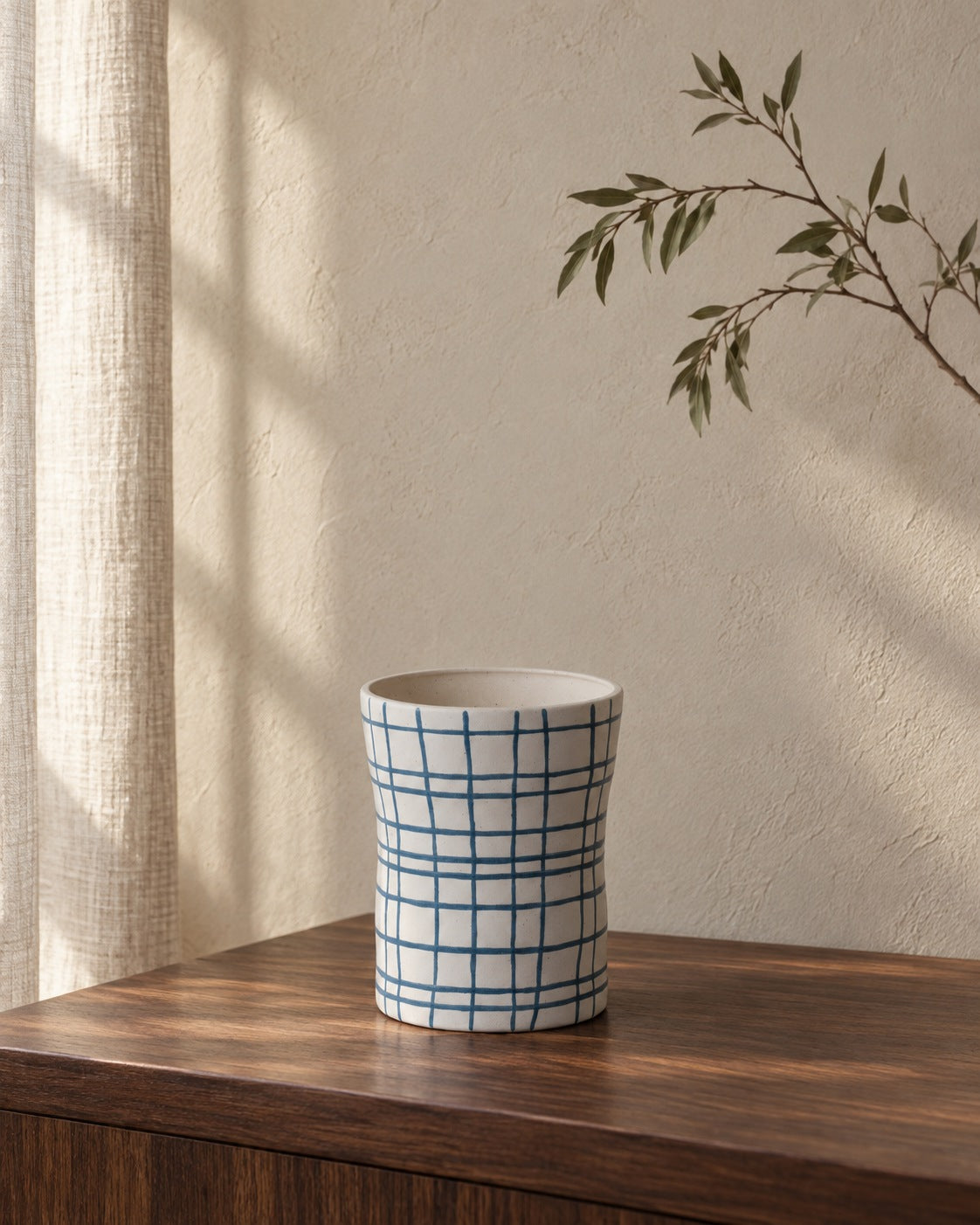 Mona Gefäß Keramik beige/blau