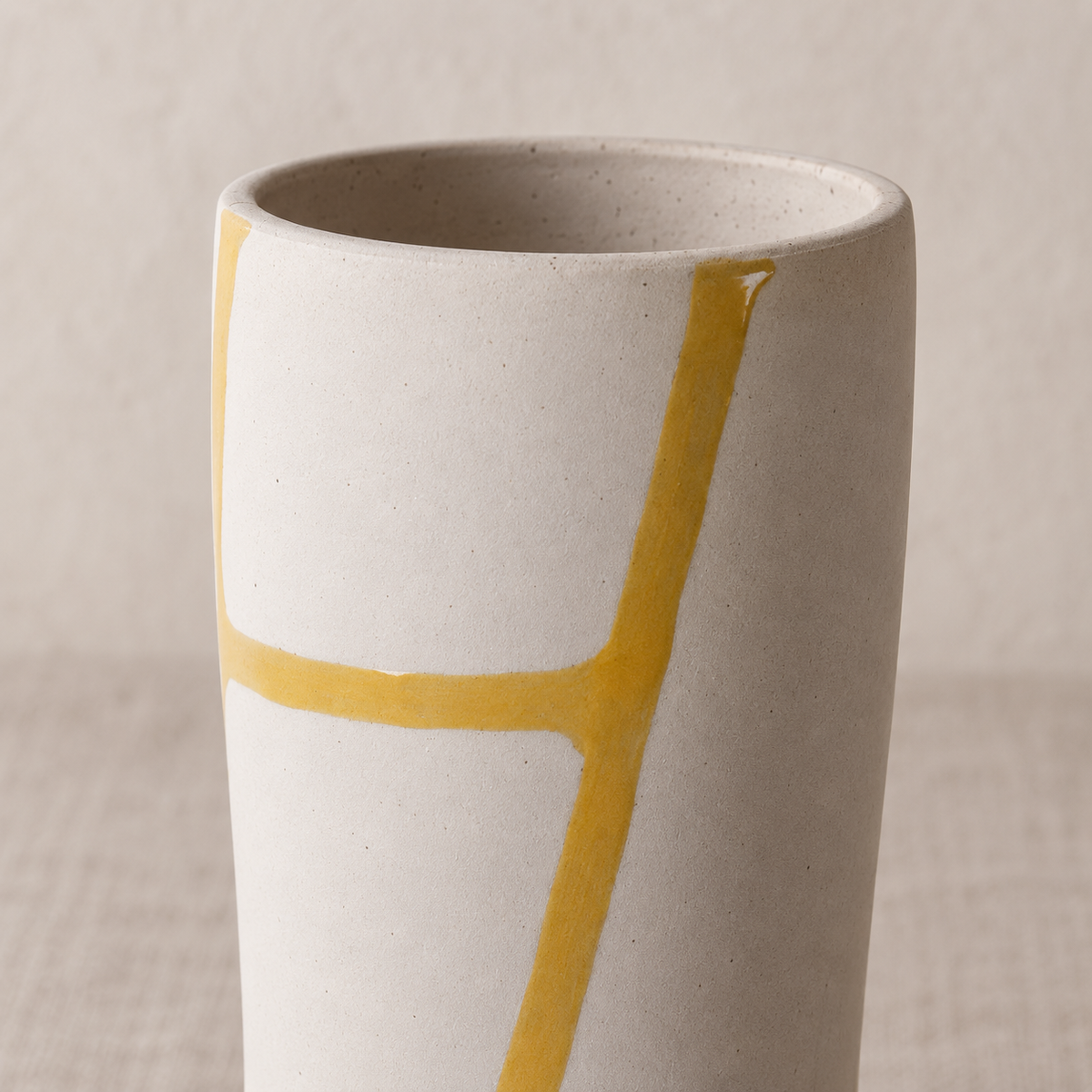 Mona Vase, Keramik, beige/zitr.gelb