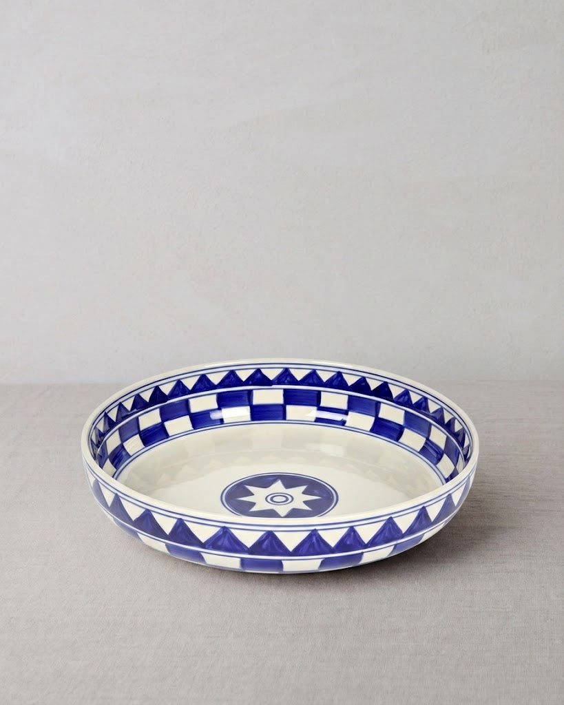 Küchenkaro 4er-Set Schale D 28 cm Keramik creme/blau