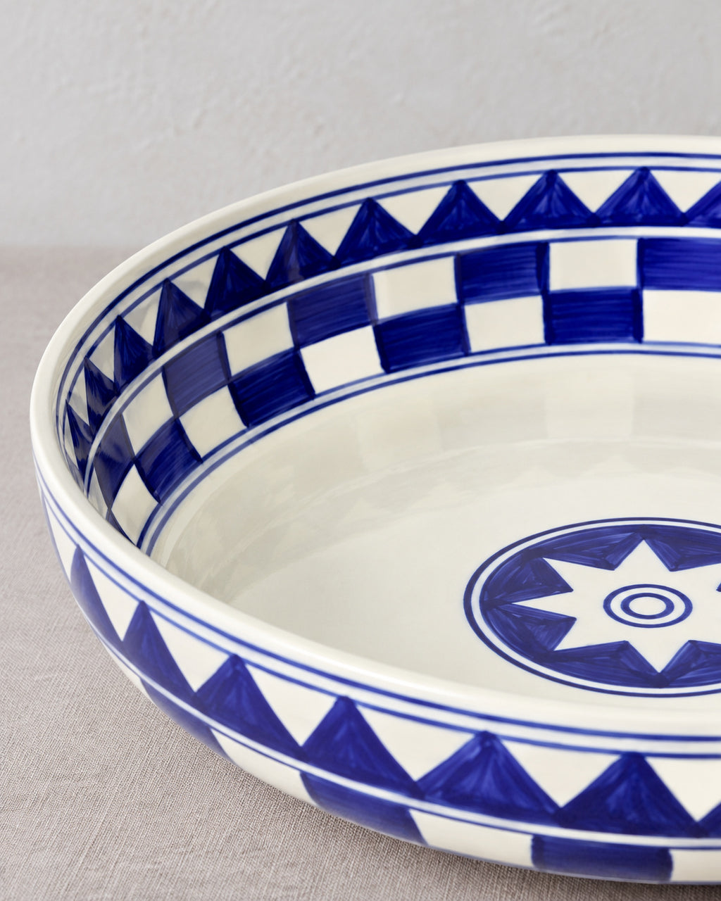 Küchenkaro 4er-Set Schale D 28 cm Keramik creme/blau