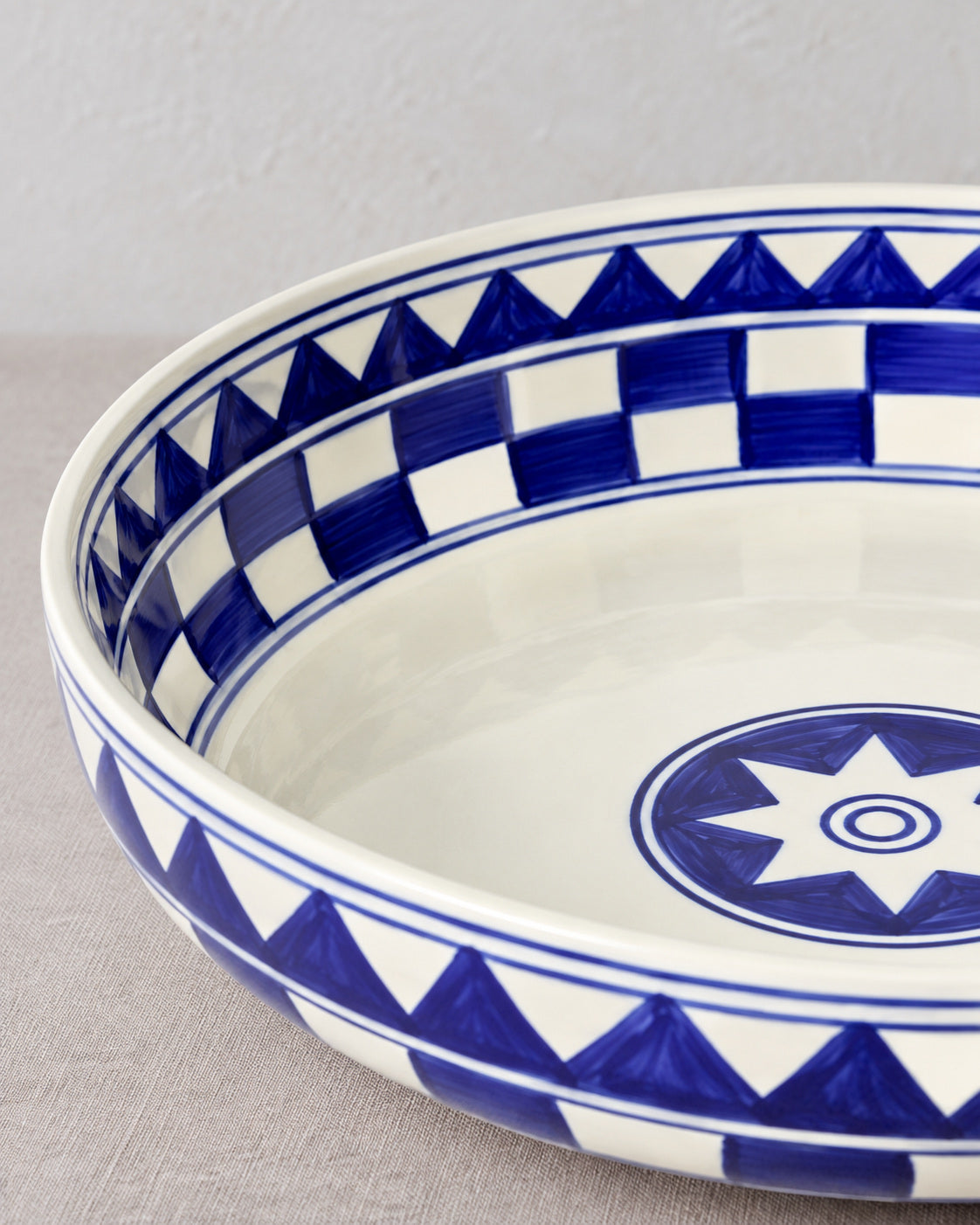 Küchenkaro 4er-Set Schale D 28 cm Keramik creme/blau