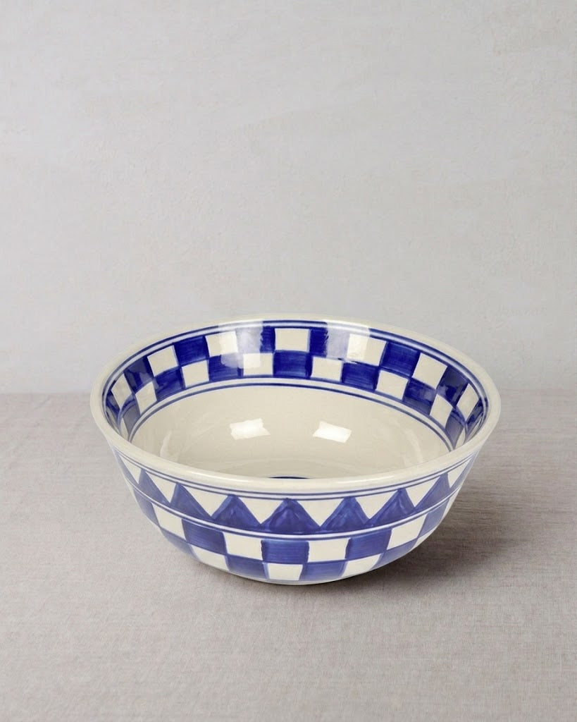 Küchenkaro 4er-Set Schüssel D 20 cm Keramik creme/blau