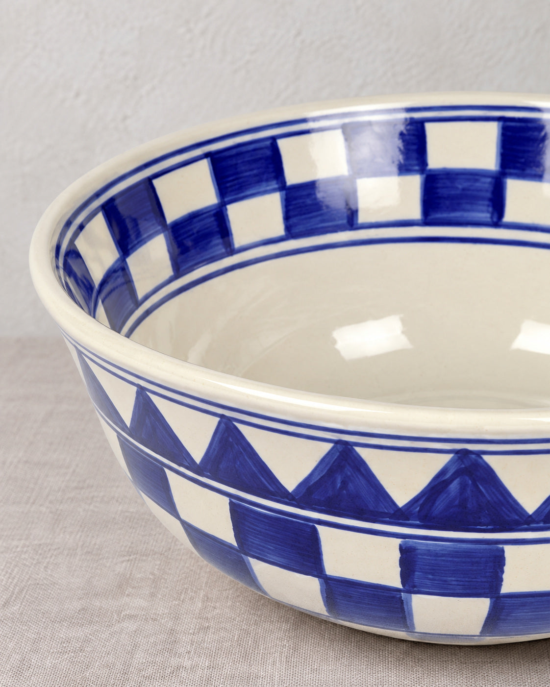 Küchenkaro 4er-Set Schüssel D 20 cm Keramik creme/blau