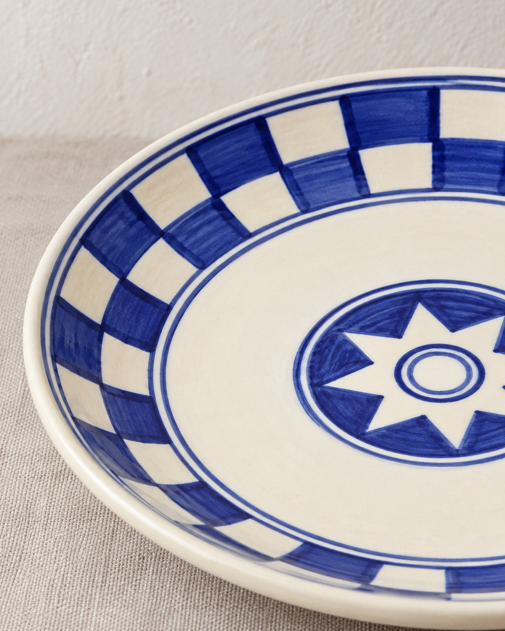 Küchenkaro 4er-Set Teller D 19 cm Keramik creme/blau
