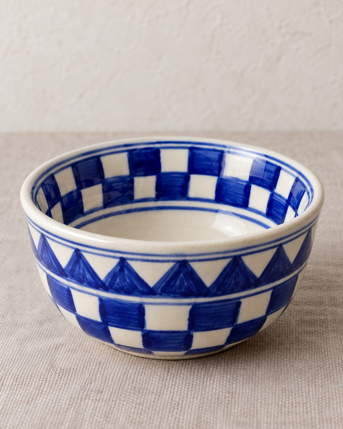 Küchenkaro 4er-Set Bowl Keramik creme/blau