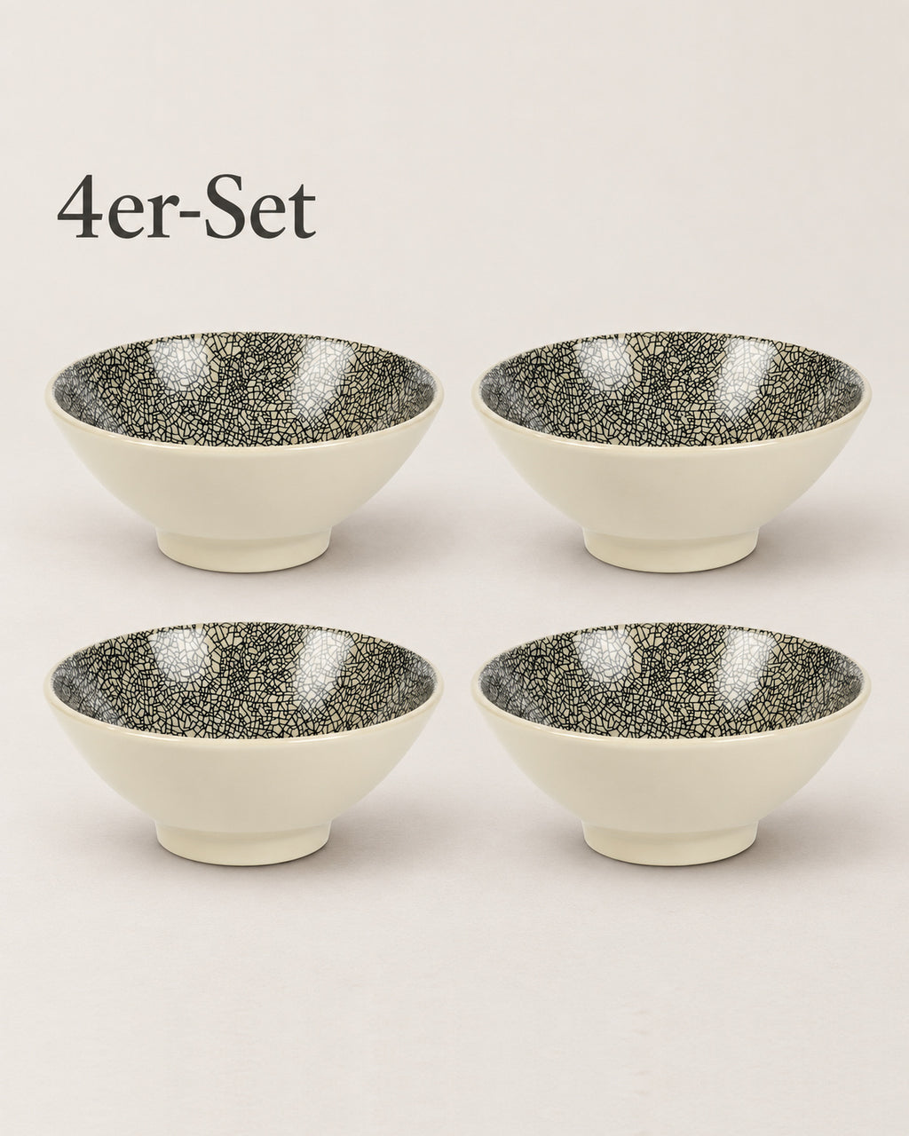 Kaori 4er-Set Müslischale Steingut schwarz/weiß
