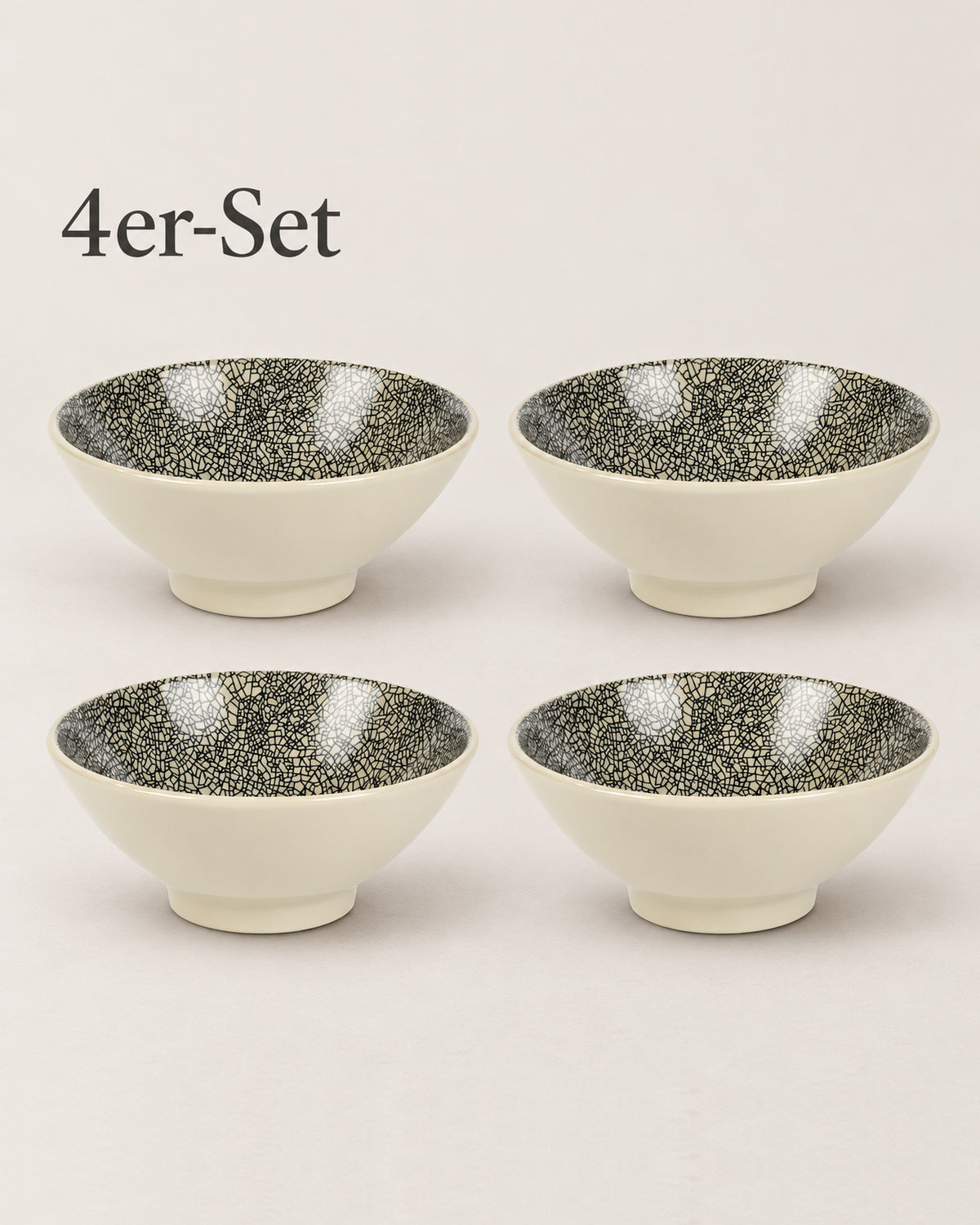 Kaori 4er-Set Müslischale Steingut schwarz/weiß