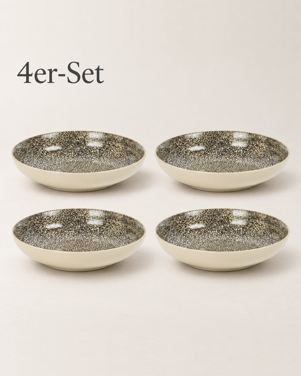 4er-Set Pastateller Kaori Steingut schwarz/weiß