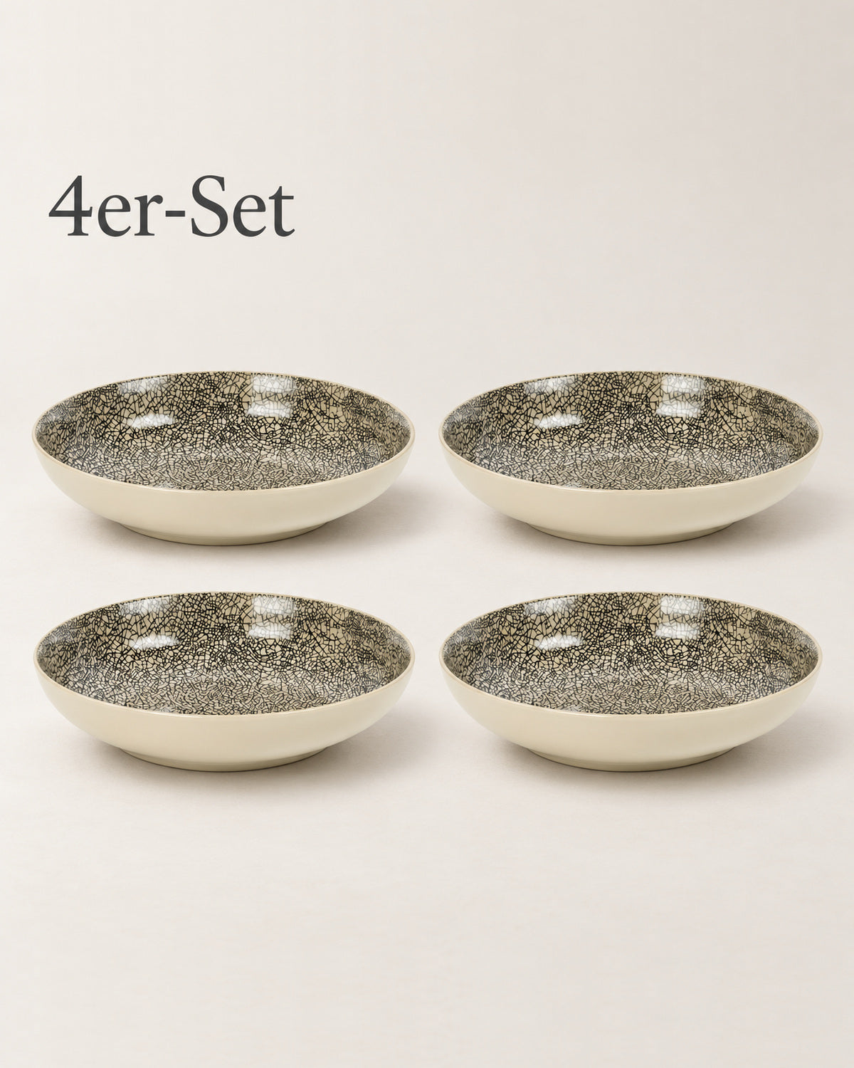 4er-Set Pastateller Kaori Steingut schwarz/weiß