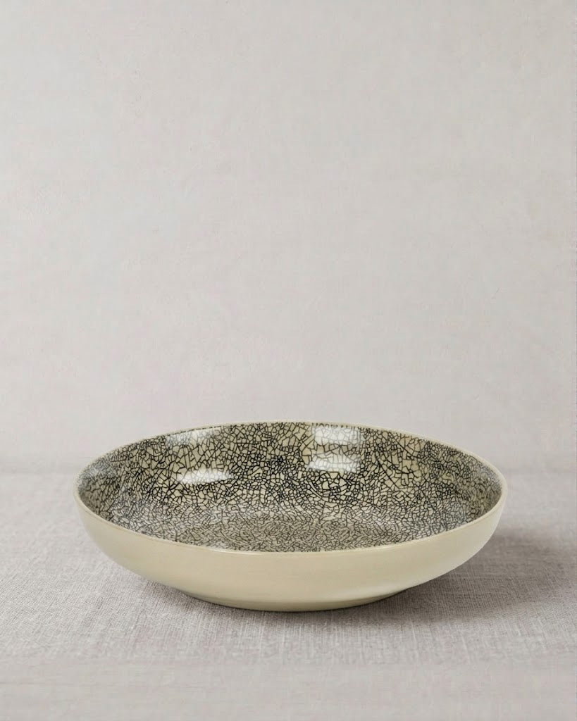 4er-Set Pastateller Kaori Steingut schwarz/weiß