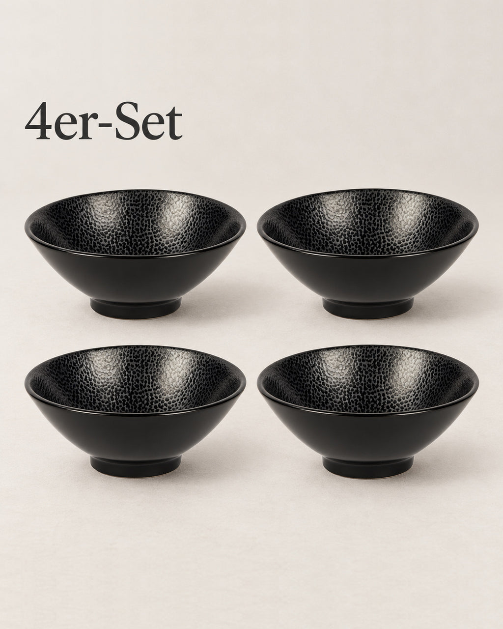 Kaori 4er-Set Müslischale Steingut schwarz