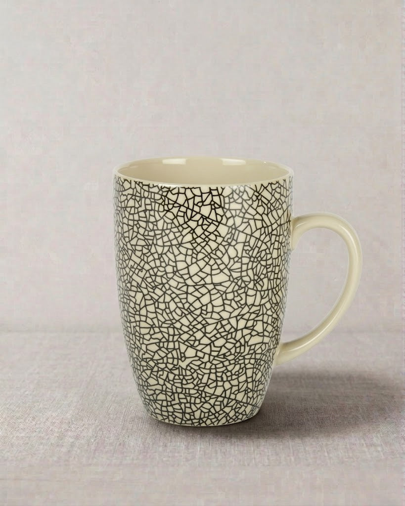 Kaori 4er-Set Kaffeebecher Steingut schwarz/weiß
