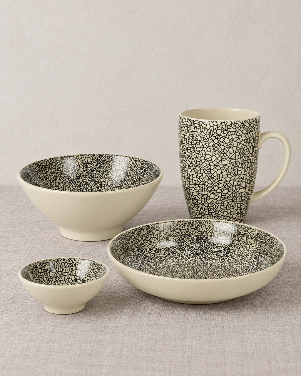 Kaori 4er-Set Dippschale klein schwarz/weiß