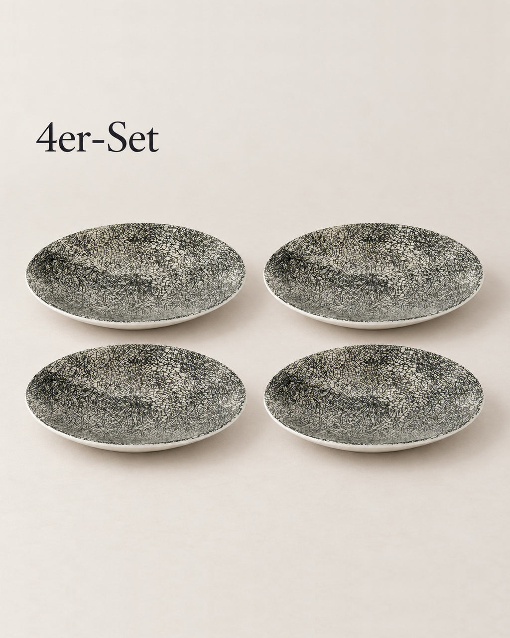 Kaori 4er-Set Teller D 21 cm Steingut schwarz/weiß