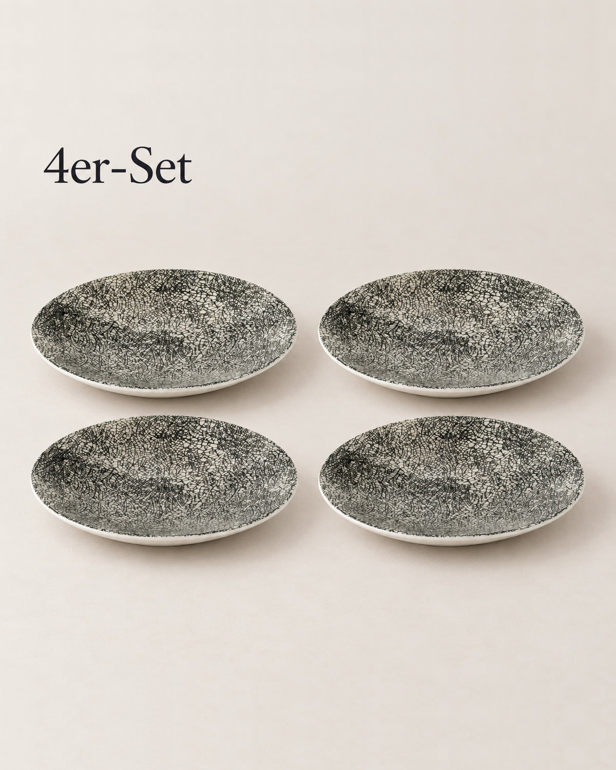 Kaori 4er-Set Teller D 21 cm Steingut schwarz/weiß