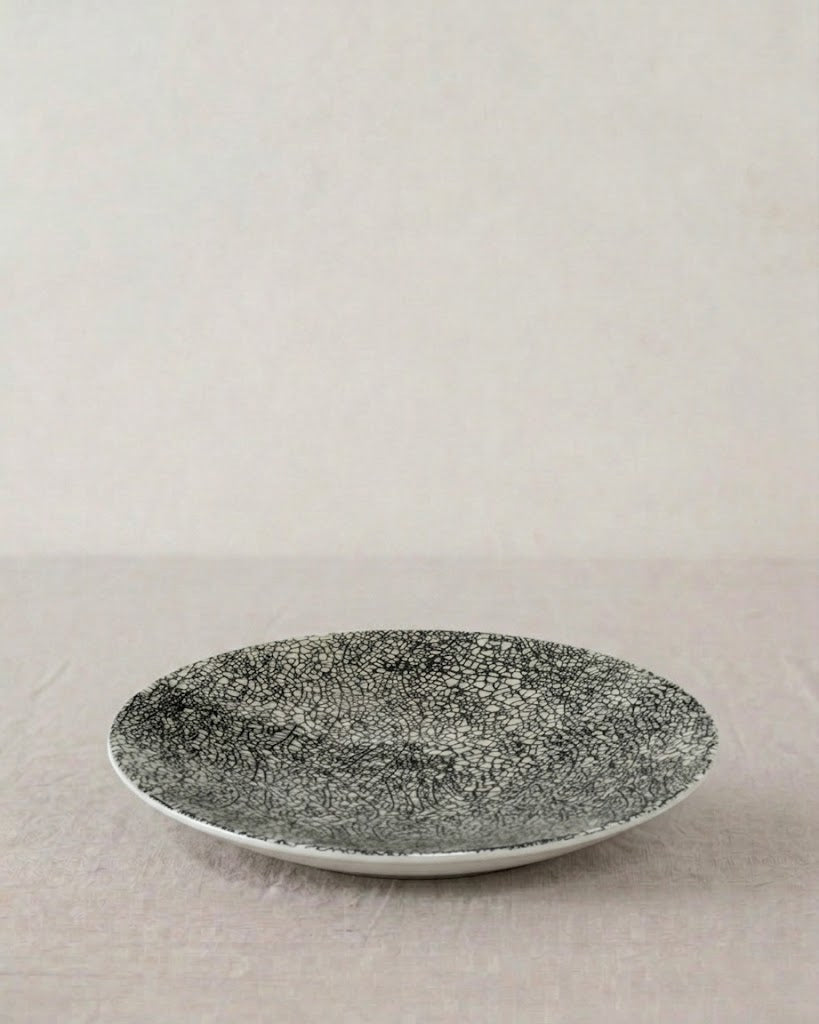 Kaori 4er-Set Teller D 21 cm Steingut schwarz/weiß