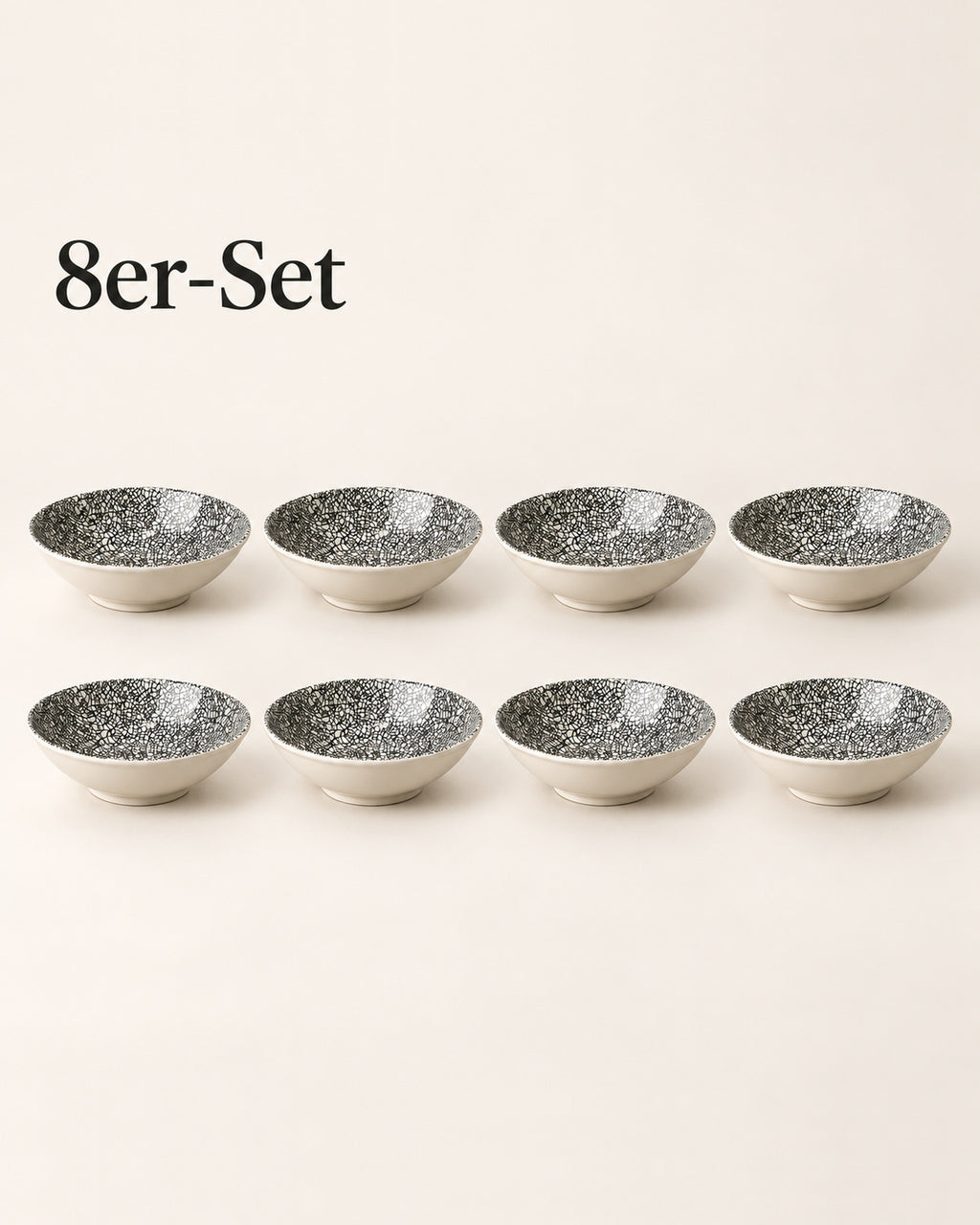 Kaori 8er-Set Müslischale Steingut D14cm schwarz/weiß