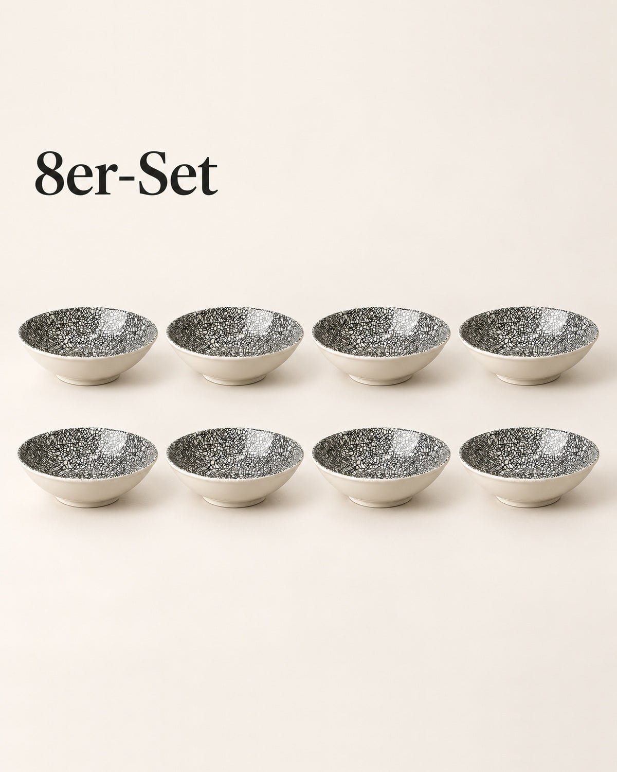 Kaori 8er-Set Müslischale Steingut D14cm schwarz/weiß
