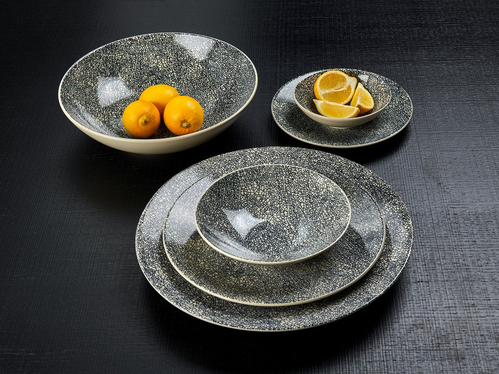 Kaori 8er-Set Müslischale Steingut D14cm schwarz/weiß