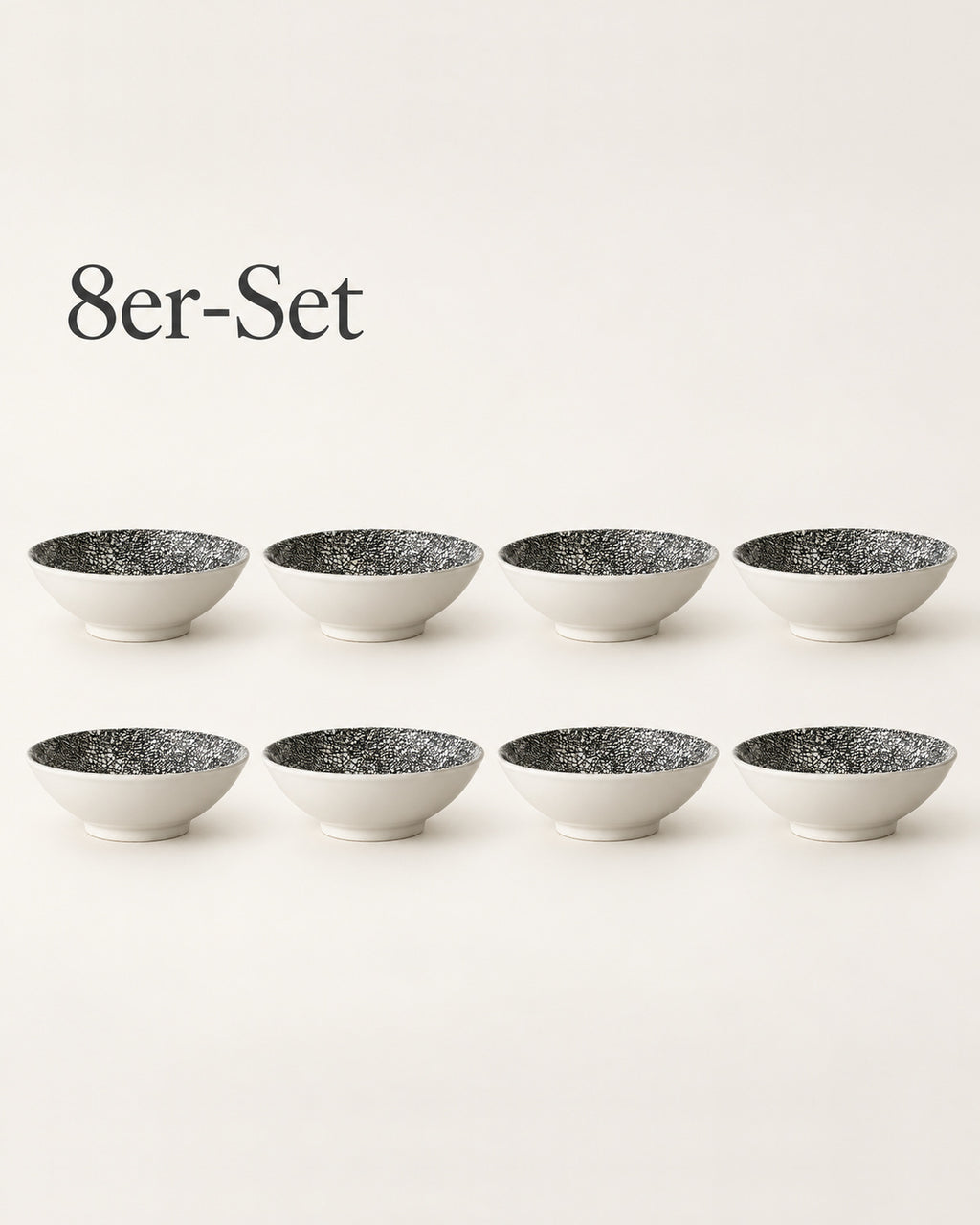 Kaori 8er-Set Schale D 19 cm Steingut schwarz/weiß