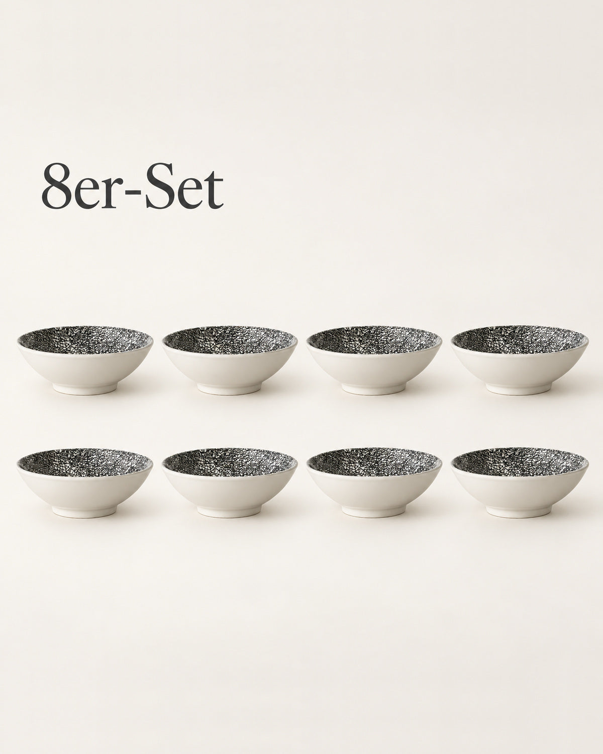 Kaori 8er-Set Schale D 19 cm Steingut schwarz/weiß