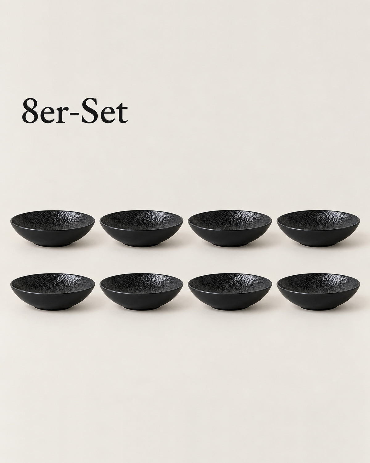 Kaori 8er-Set Schale D 14 cm Steingut schwarz