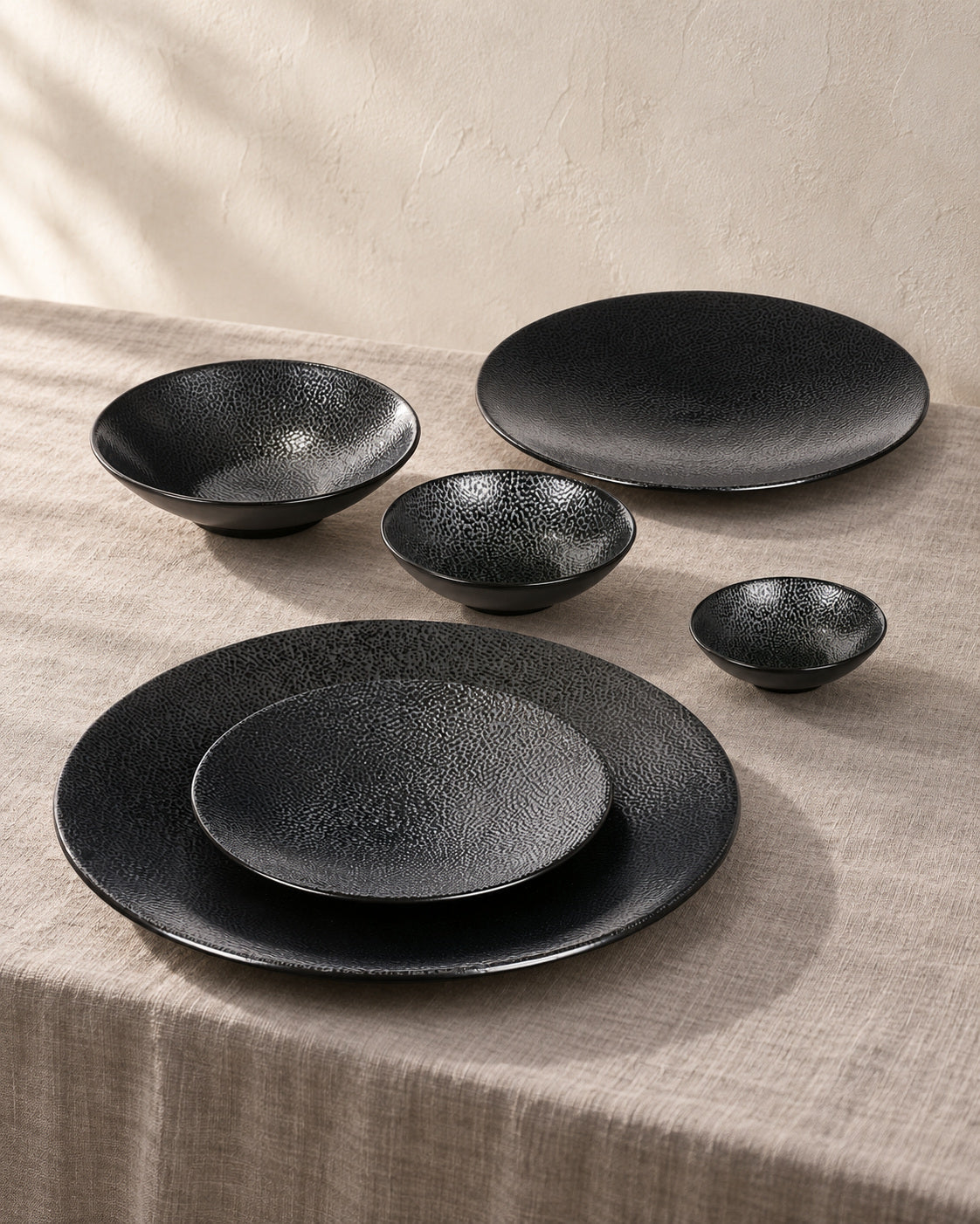 Kaori 8er-Set Schale D 14 cm Steingut schwarz