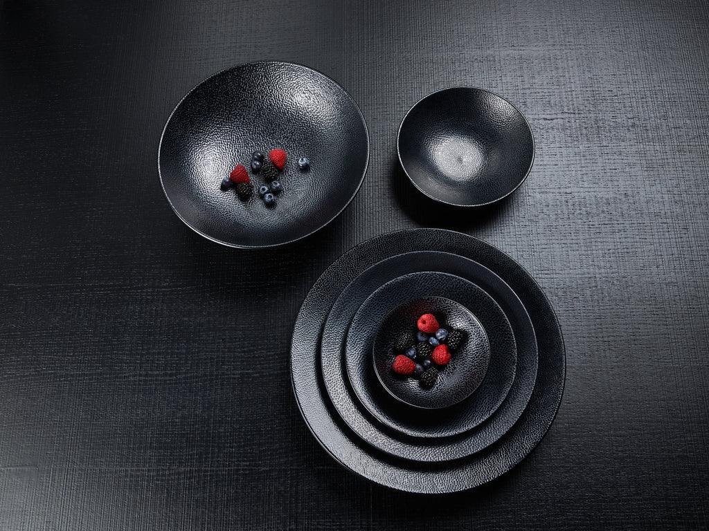 Kaori 4er-Set Teller D 21 cm Steingut schwarz