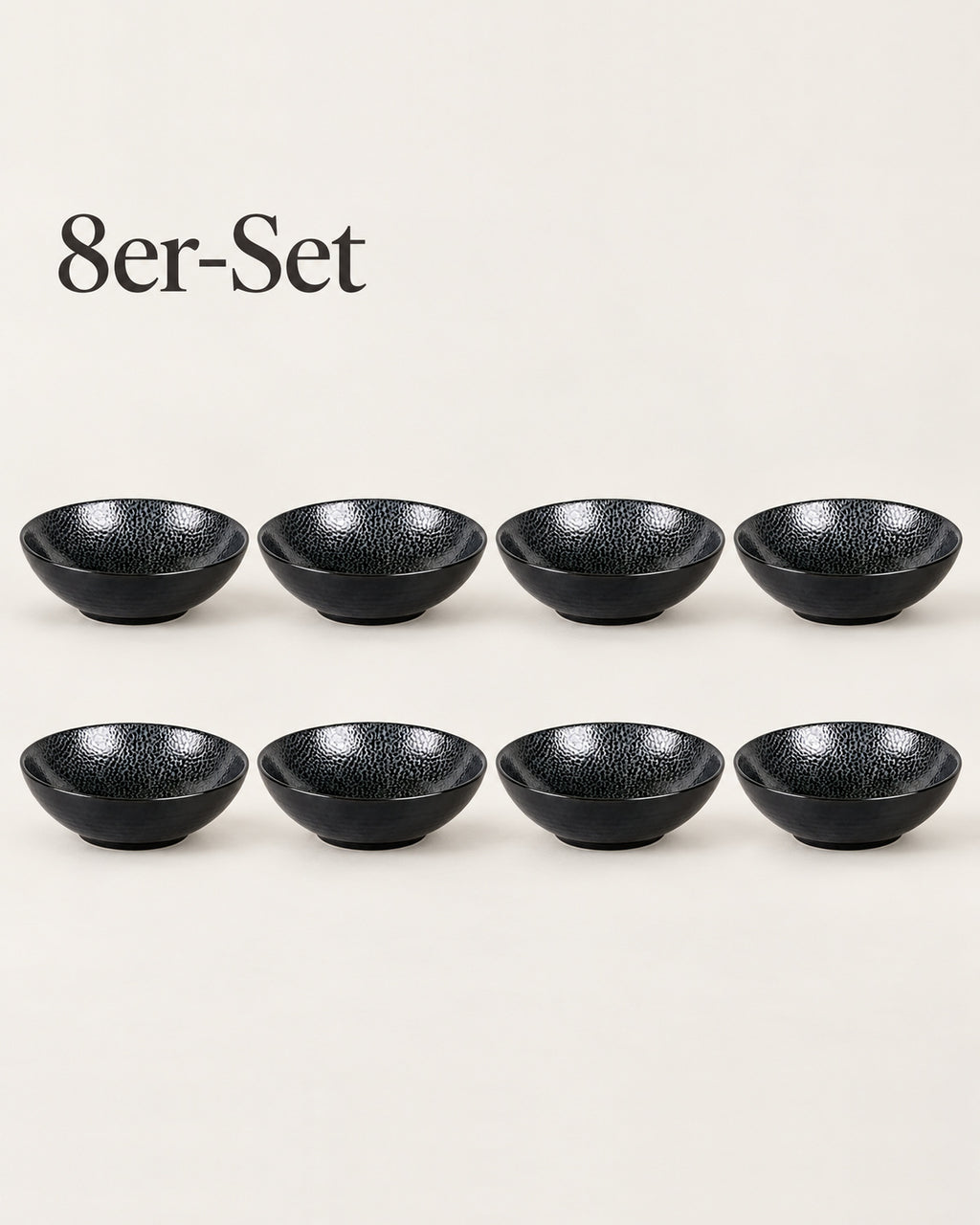 Kaori 8er-Set Schale D 19 cm Steingut schwarz