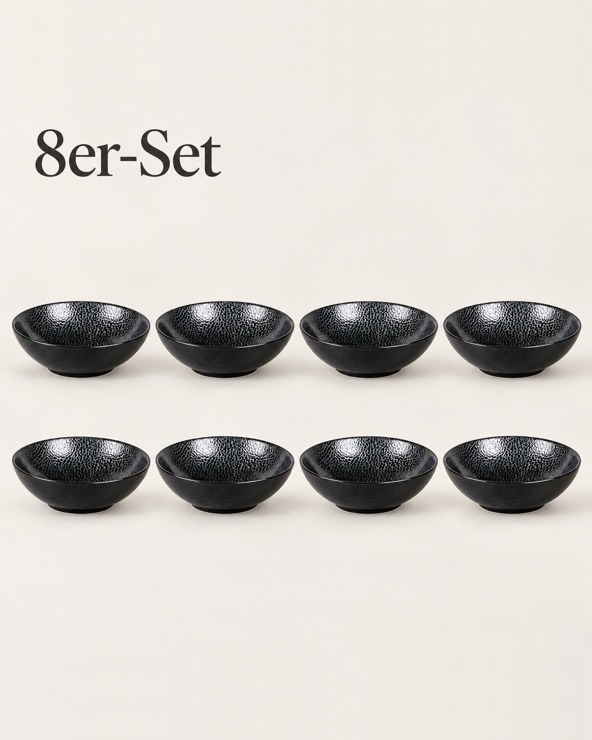 Kaori 8er-Set Schale D 19 cm Steingut schwarz