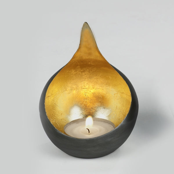 Windlicht Caldera klein schwarz gold