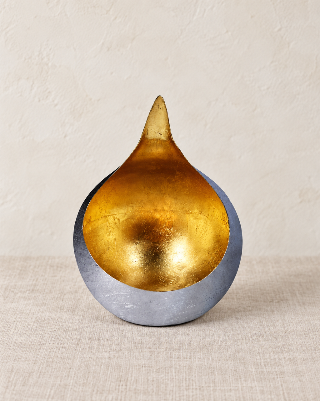 Caldera Windlicht Eisen klein gebürstet/gold H 15cm