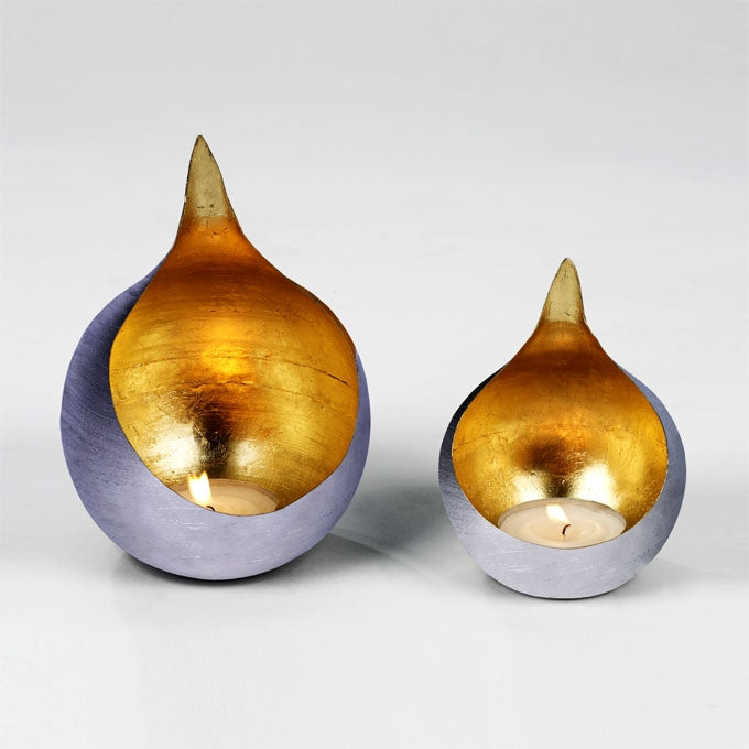 Caldera Windlicht Eisen klein gebürstet/gold H 15cm
