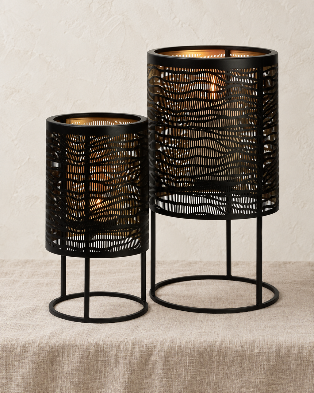 Hiroko Windlicht klein Metall schwarz