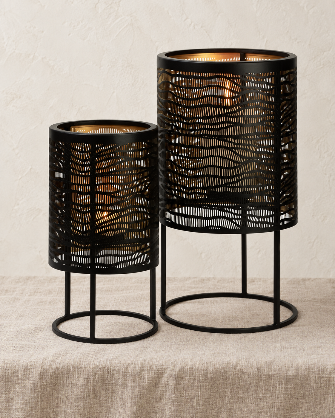 Hiroko Windlicht klein Metall schwarz