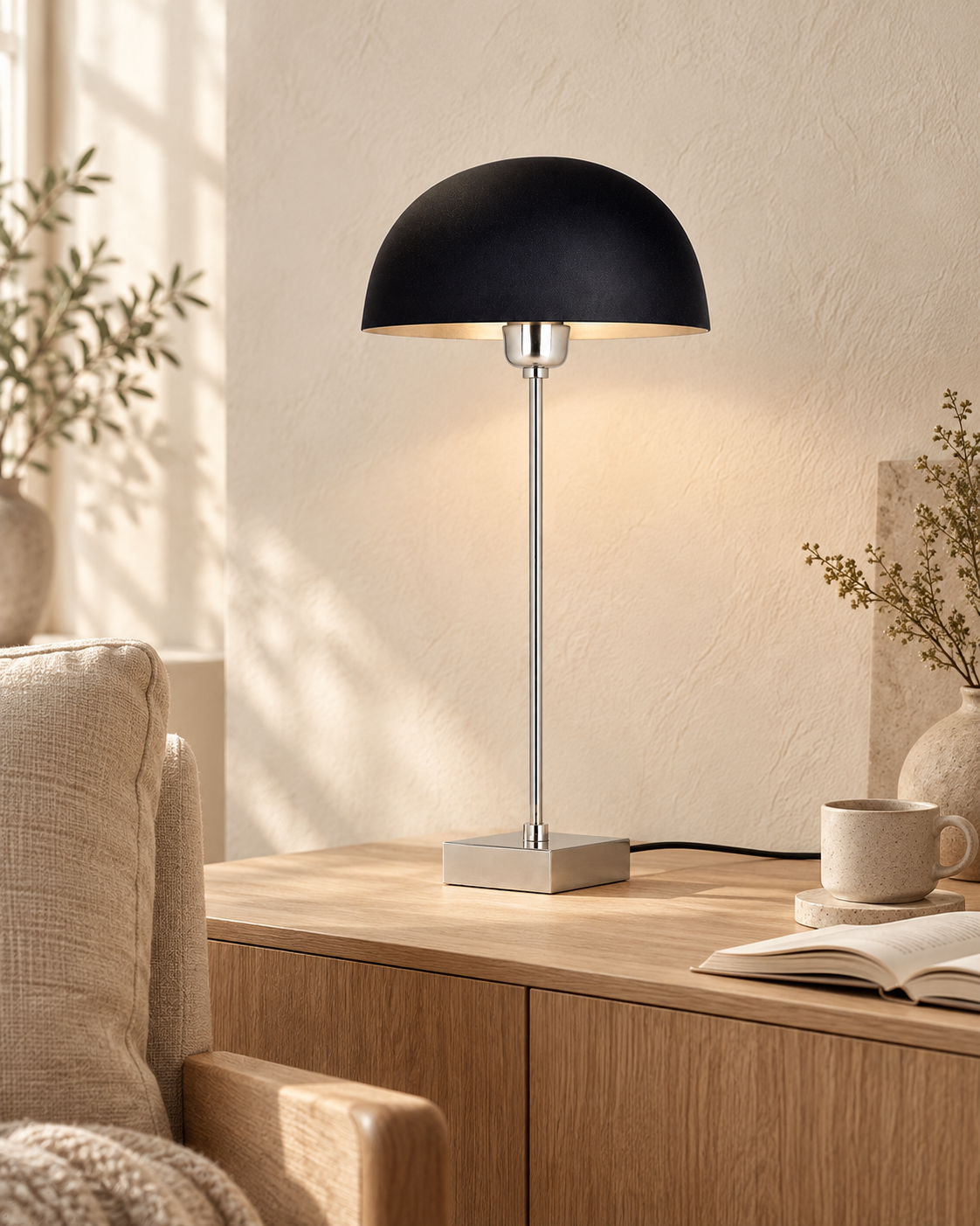 Chelsea Tischleuchte nickel/schwarz H 54cm
