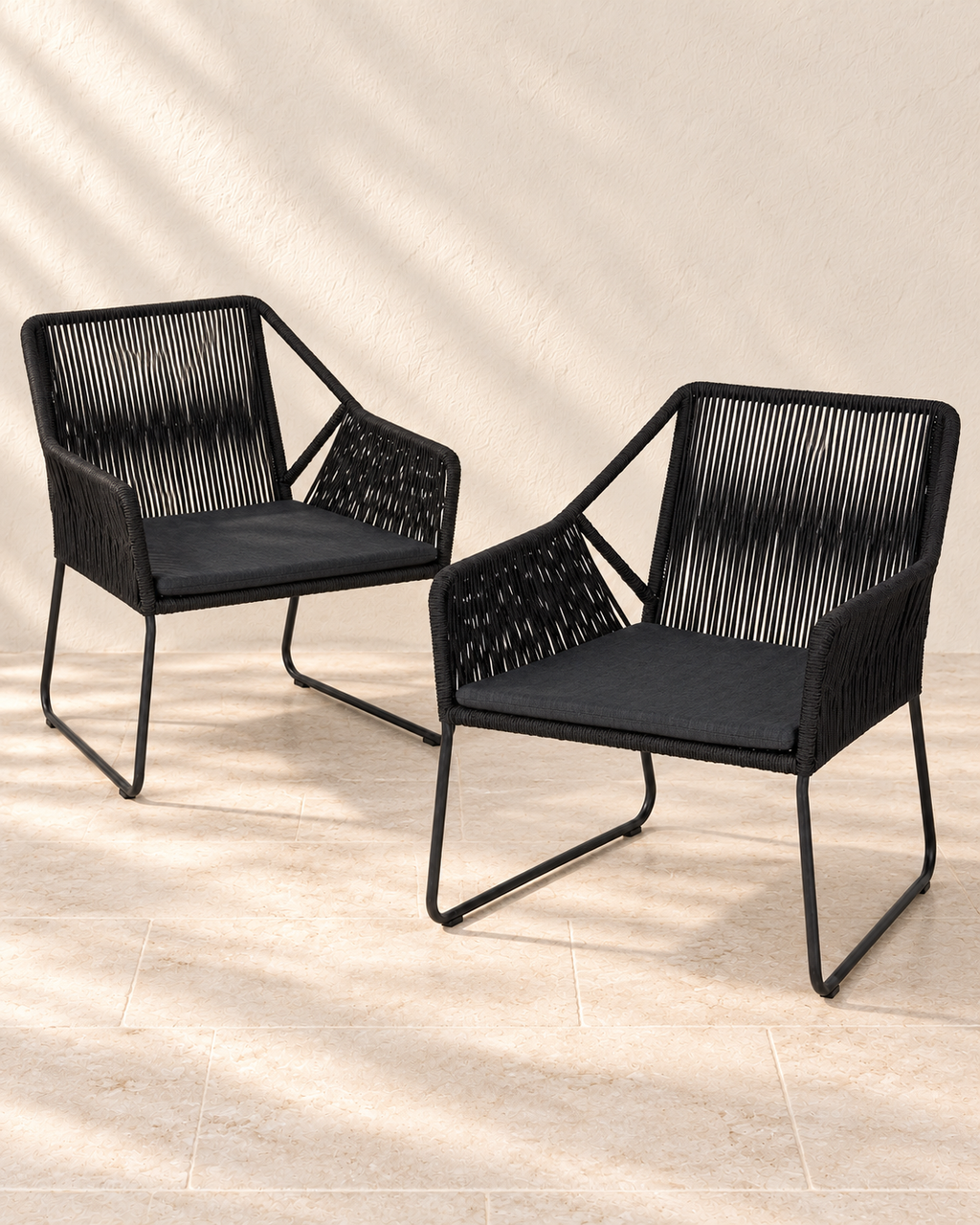 Amaya Outdoor Lounger Rope schwarz