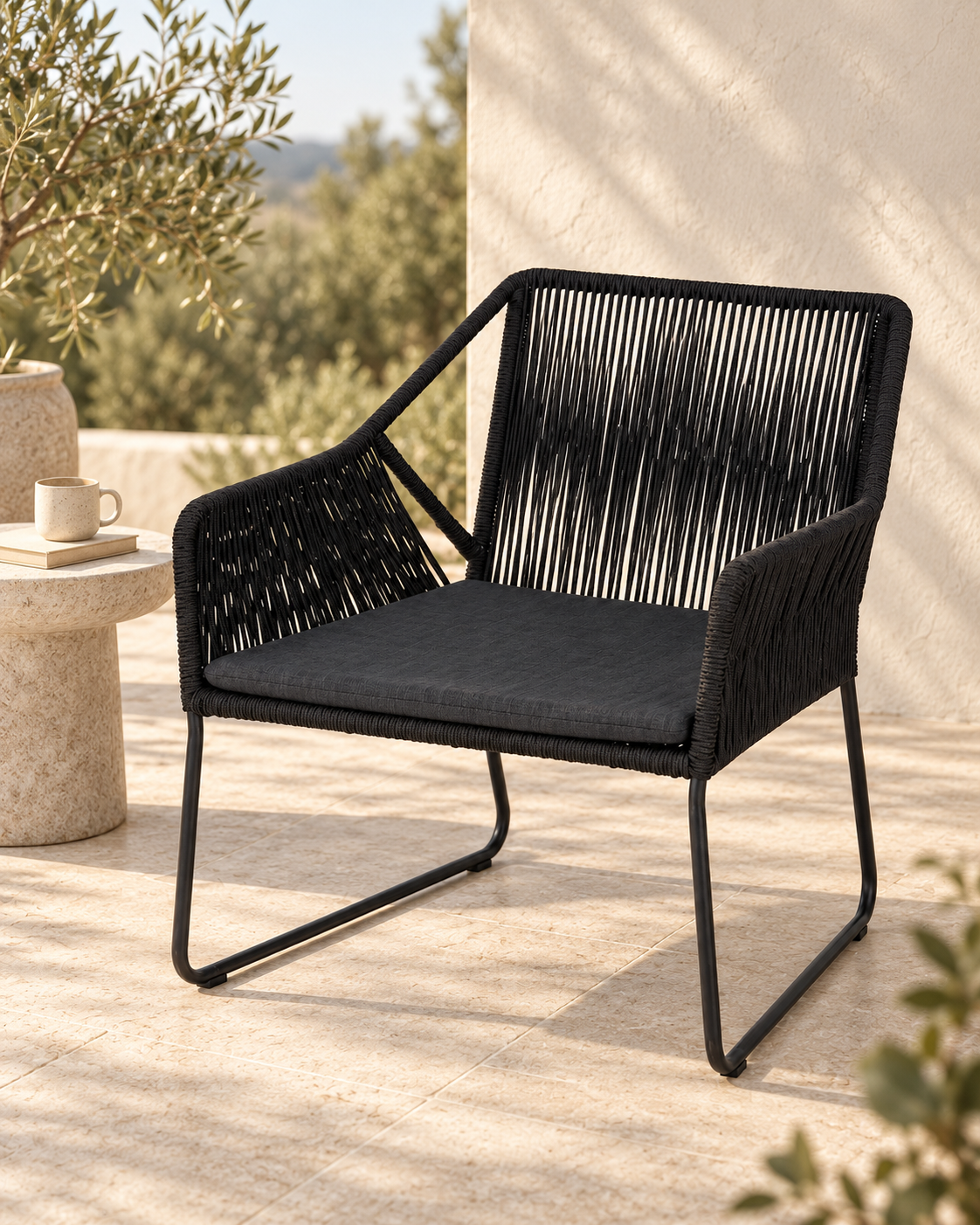 Amaya Outdoor Lounger Rope schwarz